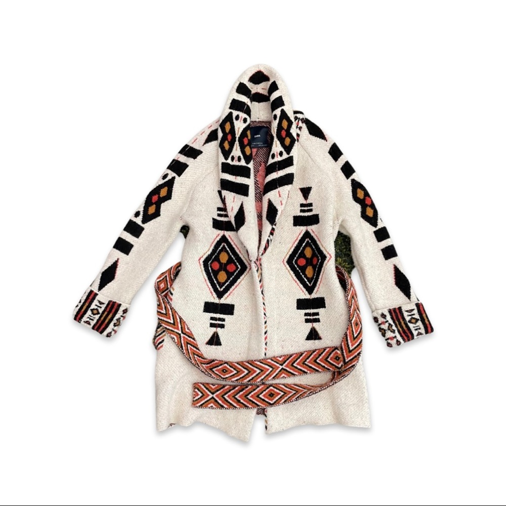 Knitwear Zara Tribal Coat with belt size small